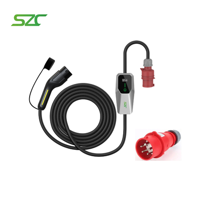 شاحن الكهرباء المحمول 3 مراحل نوع2 GBT نوع1 للسيارات الكهربائية مع كابل 5m SZC 11kW 22kW سداد صناعي سهل الحمل