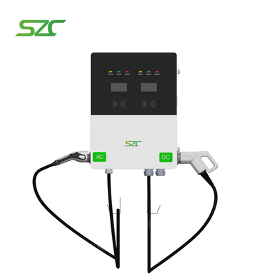 أسلحة مزدوجة شاشة مزدوجة OCPP SZC شاحن AC-DC 42 kW Type2-CCS2 محطة شحن تجارية على الأرض